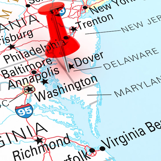 Delaware, Maryland and Virginia map